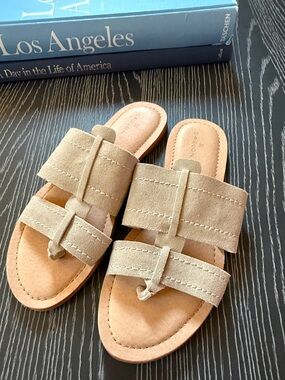 Caslon Leather Suede Upper Mateo Nude Slide Thong Sandals Sz 9